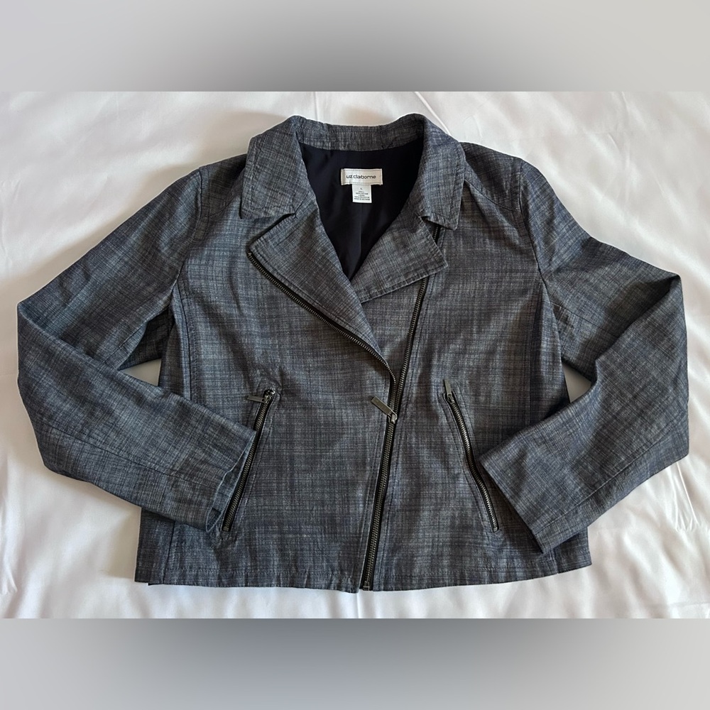 Liz Claiborne Denim Look Chambray Blue Jacket Size Large